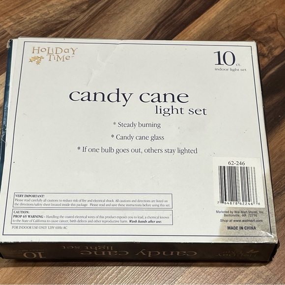 Vintage Glass Candy Cane Indoor String Light Set 10 Lights 7 ft Long NOS - Picture 7 of 7